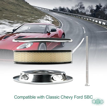 14 x 3 Inch Round Polished Air Cleaner Kit Half Finned Drop Base Compatible - Image 7