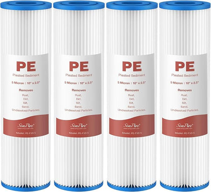 SimPure 10"x2.5" Pleated Polyester Sediment Water Filter Replacement Cartridge by SimPure_Water