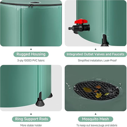 Collapsible Rain Barrel Water Storage Containers-53 Gallon Portable Rainwater - Image 3