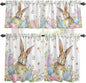 Kitchen Curtains Tiers and Valance Set of 3, Easter Light Filtering Window by Anzona