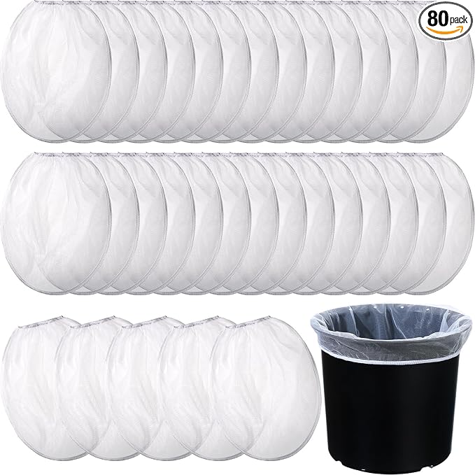 Boao 80 Pieces Paint Strainer Bags White Fine Mesh Filters Bag Bucket Elastic by Boao