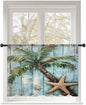 Sheer Curtains 54 Inch Length, Coastal Blue Green Tree Semi Sheer Curtains by Unknown
