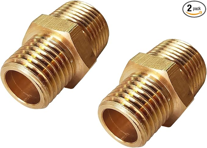 2pcs 1/4" NPT x 1/8" NPT Brass Nipple, 1/4 to 1/8 Adapter Fitting Reducing by Gadoutcover