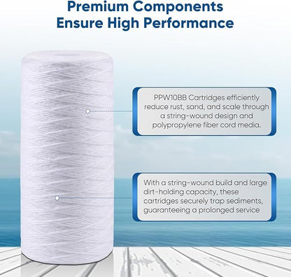 PUREPLUS 25 Micron 10 x 4.5 Whole House String Wound Sediment Filter - Image 8