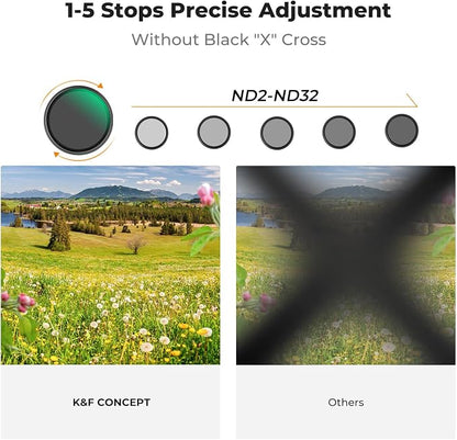 K&F CONCEPT 52mm Black Diffusion Mist 1/4 & Variable ND2-32 in-1 Filter - Image 5