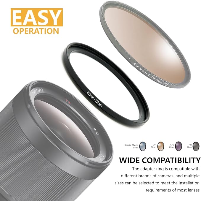 43mm to 37mm Step Up Ring Filter Adapter Black Metal Step up Adapter Rings - Image 5