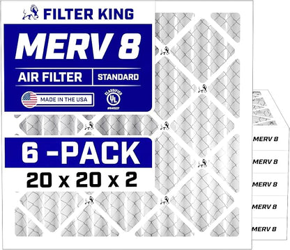 Filter King 20x20x2 Air Filter | 6-PACK | MERV 8 HVAC Pleated A/C Furnace by FilterKing