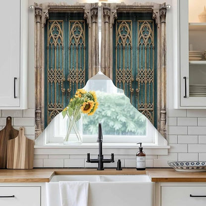 Turquoise Vintage Door Swag Valances - Image 2