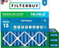 Filterbuy 14x14x2 Air Filter MERV 13 Optimal Smoke & Allergy Defense, by Filterbuy