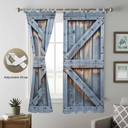 Farmhouse Wood Grain Living Room Curtains 96 Inch Length, Window Curtains Tab - Image 5