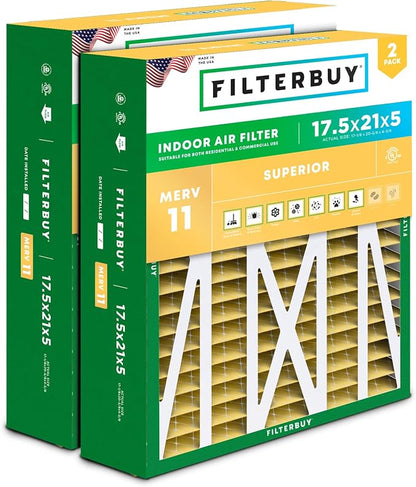 Filterbuy 17.5x21x5 Air Filter MERV 11 Superior Pet & Allergy Defense, by Filterbuy