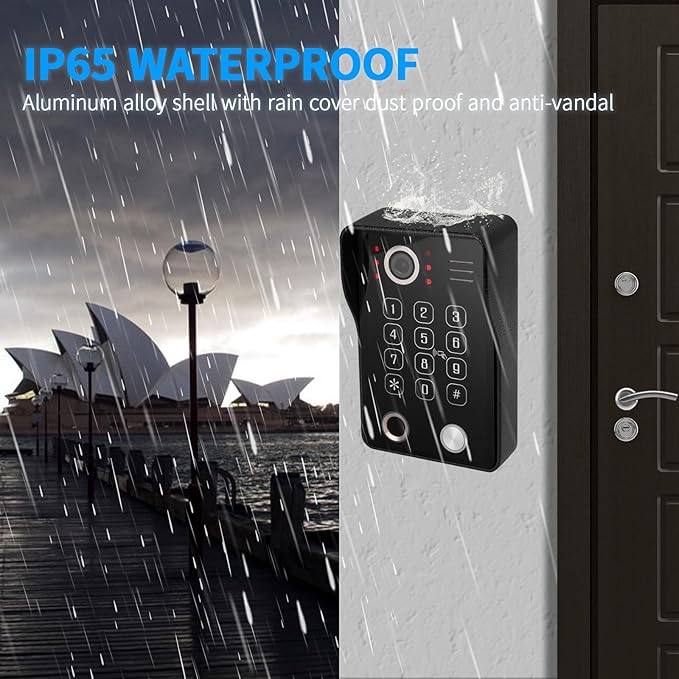 Wired Video Apartment Intercom System,Door Phone Kit,10 Inch Touch Monitor with 1080P HD Doorbell Camera,Supporting Motion Detecting 5 in 1 RFID Card Unlcking for Home Villa (2 Doorbell + 3 Monitor)