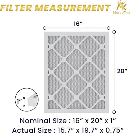 MervKing 16x20x1 Air Filter Actual Size: 15.7" x 19.7" x 0.75" MERV 8 MPR - Image 2