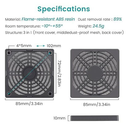 Wathai 80MM PC Fan Dust Filter Cover Computer Mess 4 Pack - Image 2