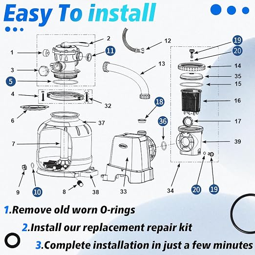 Sand Filter Pump O-Ring Replacement Kit - Image 7