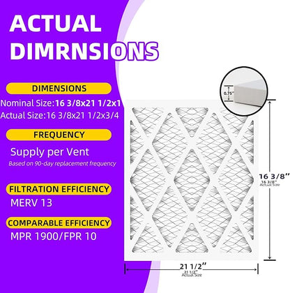 16 3/8x21 1/2x1 MERV 13 Pleated Air Filter MPR 1900 & FPR 10, Furnace Air - Image 3
