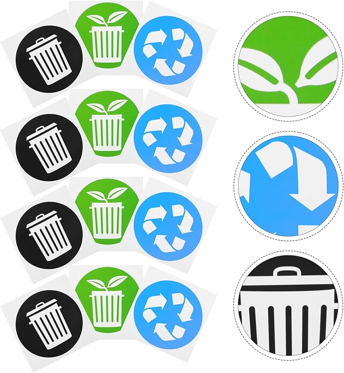 Zerodeko 12pcs Garbage Sorting Stickers - Image 2