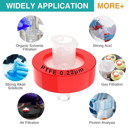 SimPure Syringe Filter PTFE 200 PCS Hydrophobic Membrane, 25mm Disc Diameter - Image 7