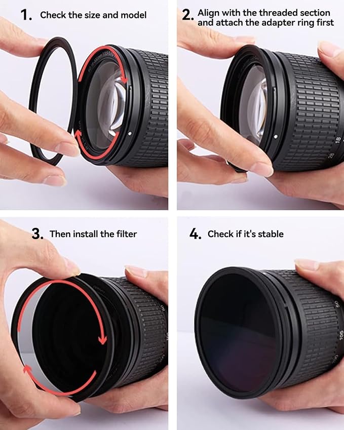 72-77mm Metal Step-Up/Down Ring Adapter Compatible - Image 7