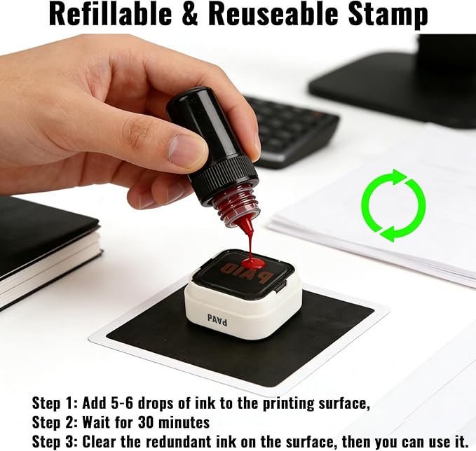 3-in-1 Faxed/Emailed/Received Office Rbber Stamps for Business, Pre Red Inked Company Message Stamp Hand for Efficient Bookkeeping, Ordering, Accounting Work Business Management - 9/10’’x 9/10’’