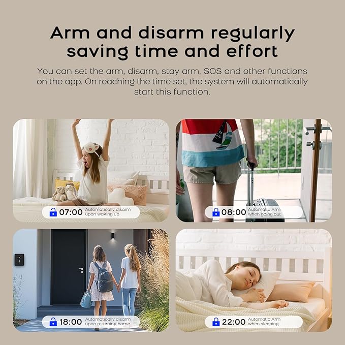PGST WiFi Alarm System for Home Security,DIY Door Alarm Sensors,Tuya App Remote Control,Work with Alexa&Google for Villa,Apartment,Cabage,No Contract Fee