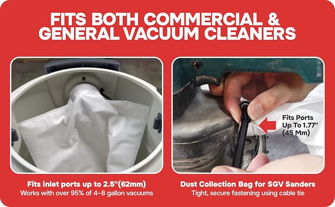 Dust Collection Bag – Small, 10 Pack, Adjustable Fit Dust Bag, - Image 3