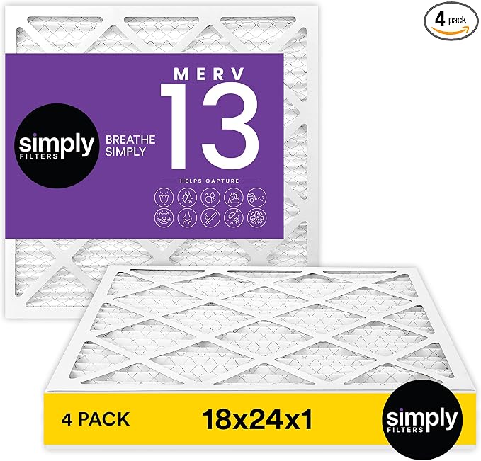 Simply 18x24x1 Air Filter, MERV 13, 4 Pack, by SimplyFilters