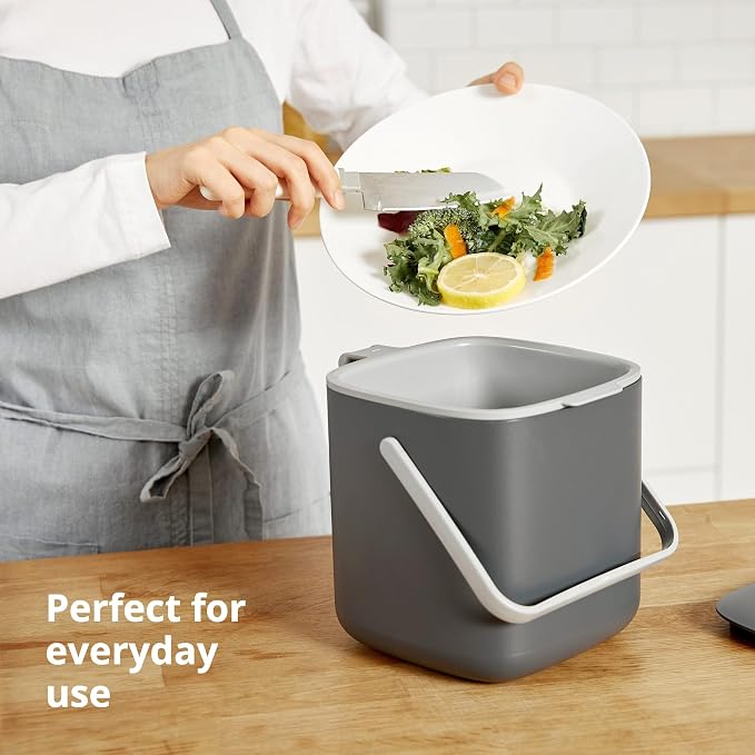 Blue Ginkgo Kitchen Compost Bin – Filter-Free, Odor-Tight Countertop Food Waste - Image 3