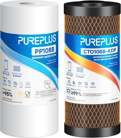 PUREPLUS 5 Micron 4.5" x 10" Whole House Water Filter Combo Kit by PUREPLUS