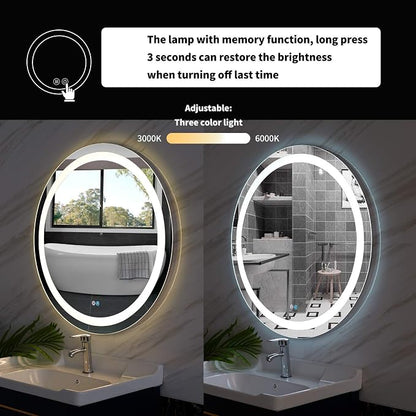Illuminated Bathroom Mirror 800 x 800 MM Round LED Wall Mounted Vanity Mirror - Image 3