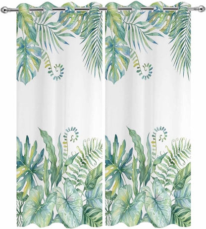 Leaves Outdoor Curtains for Patio Green Leaf Tropical Plants Farmhouse Pastoral - Image 9