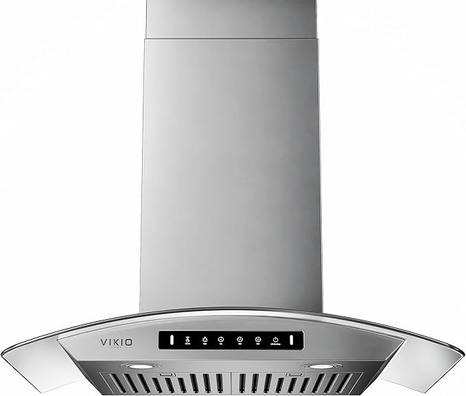 30" Wall Mount Range Hood Tempered Glass 900 CFM, Kitchen Chimney Vent by VIKIOHOME