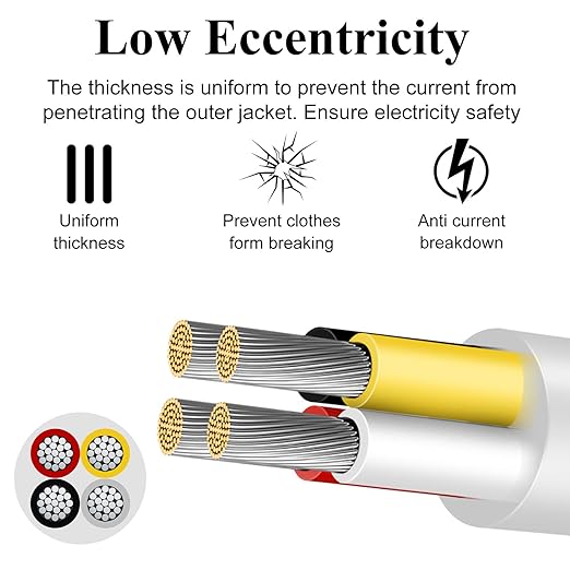 18 Gauge 4 Conductor Electrical Wire, 32.8FT Low Voltage 18/4 Tinned Copper Stranded 4 Wire Cable, 18 AWG White Flexible Extension Power Cord for Automotive, LED Lamp, Outdoor Landscape Lighting Etc