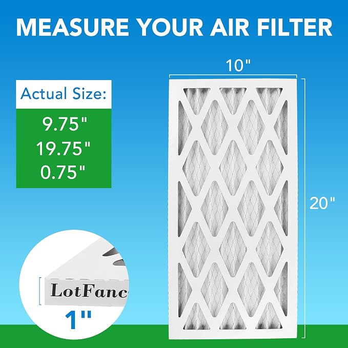 LotFancy 10x20x1 Air Filter MERV 8 6-Pack, Electrostatic Pleated Furnace & AC - Image 2
