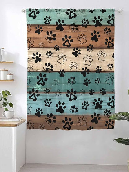 Sheer Curtains 63 Inch Length, Vintage Farmhouse Country Wooden Grain Privacy - Image 2