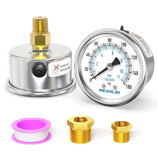 MEANLIN MEASURE 0~160Psi Dry Pressure Gauge Stainless Steel 1/4" NPT 2" FACE by MEANLINMEASURE