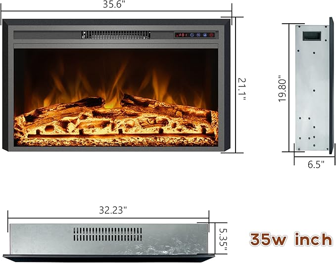 Trim Kit for 35.6" W x 21.1" H Electric Fireplace Inserts