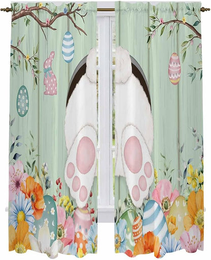 Easter Window Curtains 72 Inch Long 2 Panel Set, Rod Pocket Long Curtains & - Image 2
