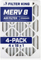 Filter King 4x18x1 Air Filter | 4-PACK | MERV 8 HVAC Pleated A/C Furnace by FilterKing