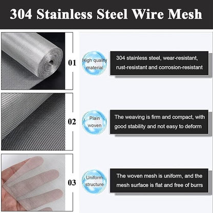 304 Stainless Steel Woven Wire Mesh, Metal Mesh Panel, 150 Mesh Ultra-Fine - Image 2