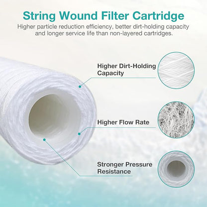 SimPure 5 Micron 10" x 2.5" String Wound Whole House Water Filter Cartridge - Image 4
