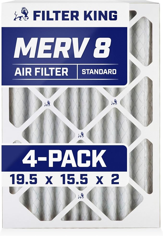 Filter King 19.5x15.5x2 Air Filter | 4-PACK | MERV 8 HVAC Pleated A/C Furnace by FilterKing