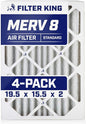Filter King 19.5x15.5x2 Air Filter | 4-PACK | MERV 8 HVAC Pleated A/C Furnace by FilterKing