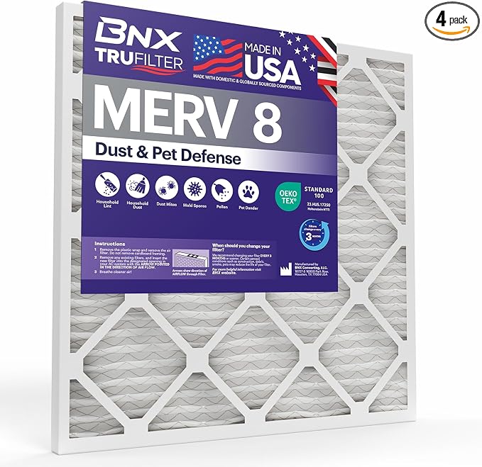 BNX TruFilter 20x22x1 Air Filter MERV 8 by BNX