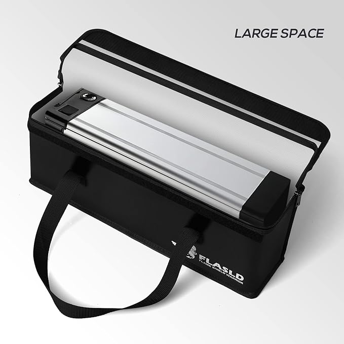 FLASLD 2-Pack E-Bike Battery Bag Fireproof Safe Charging Bag Explosionproof Lipo Battery Bag Large Capatity for Storage Charging (16 x 4.3 x 5in)