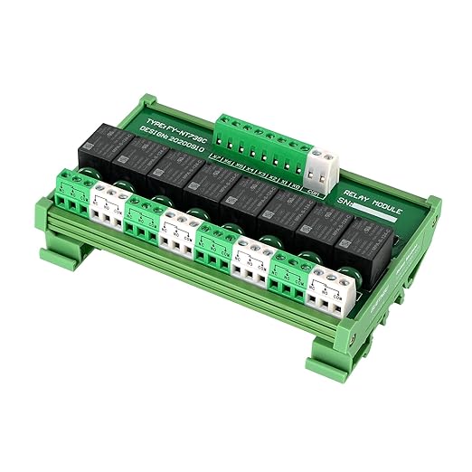 GUETNEU Relay Board, 8 Channel 1 SPDT DIN Rail Mount 24V DC/AC Relay, Interface Board