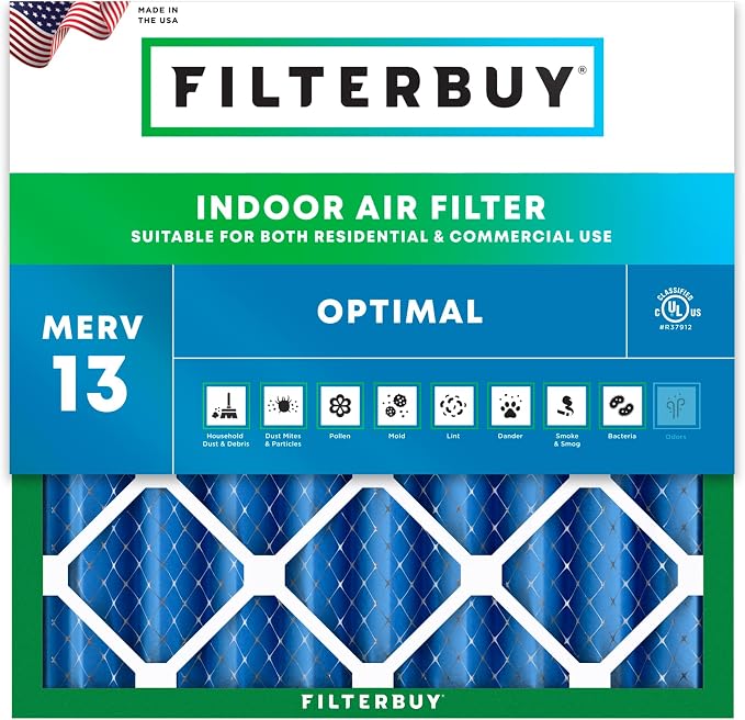 Filterbuy 24x24x4 Air Filter MERV 13 Optimal Smoke & Allergy Defense, by Filterbuy