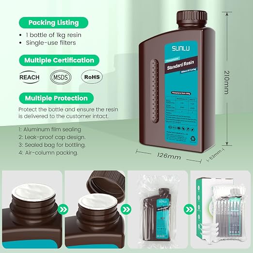 SUNLU 3D Printer Resin, 1kg Fast Curing Standard 3D Resin - Image 7