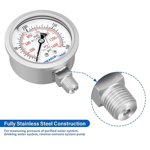 MEASUREMAN Fully Stainless Steel Hydraulic Glycerin Filled Pressure Gauge - Image 5