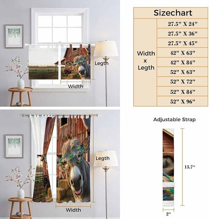 Farm Donkeys Living Room Curtains 84 Inch Length, Window Curtains Tab Top - Image 8